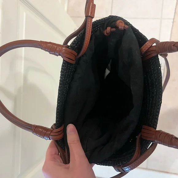 Justine Mini Basket Bag in Black & Brown - Picture 5 of 9